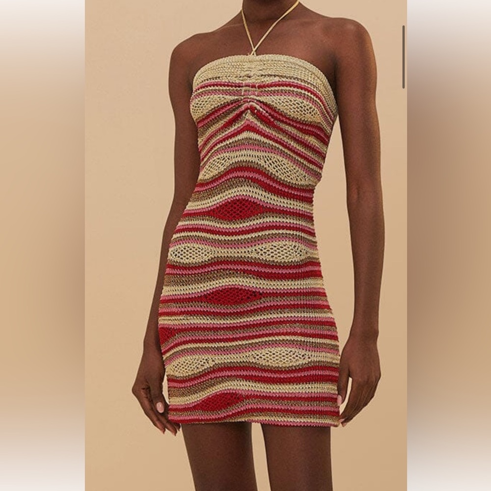 Farm Rio Mixed Waves Sleeveless Knit Mini Dress Size S